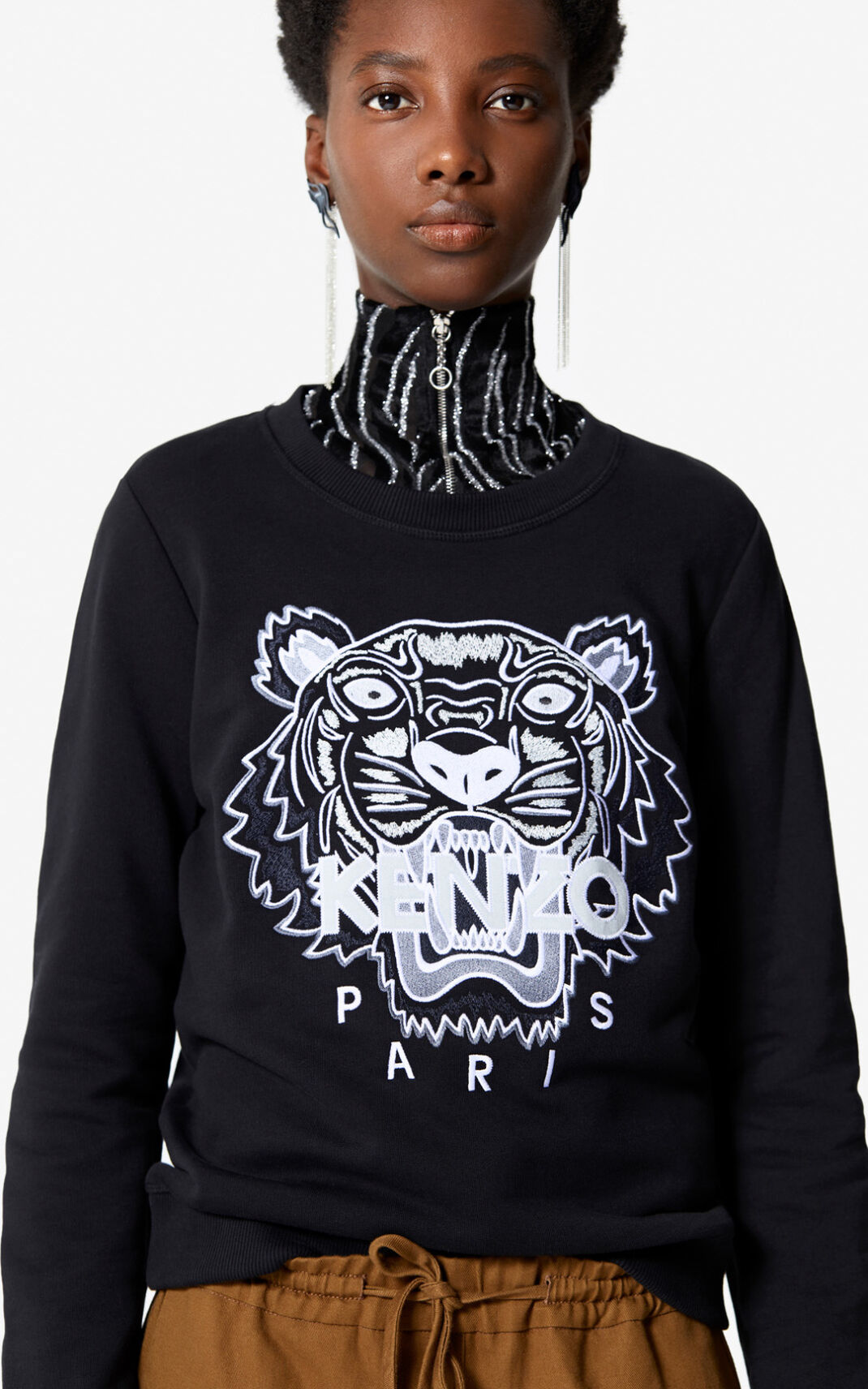 Kenzo Tiger Sweatshirt Black For Womens 7461KQTSZ
